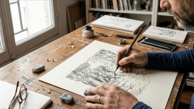 Illustration du casting Casting doublure mains homme entre 45 et 55 ans vrai dessinateur